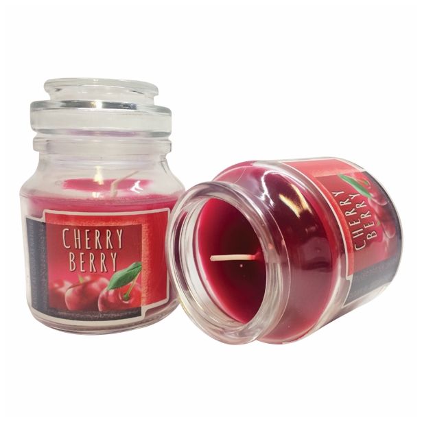 SVEČA MULLER DIŠEČA STEKLO S POKROVOM ČEŠNJA