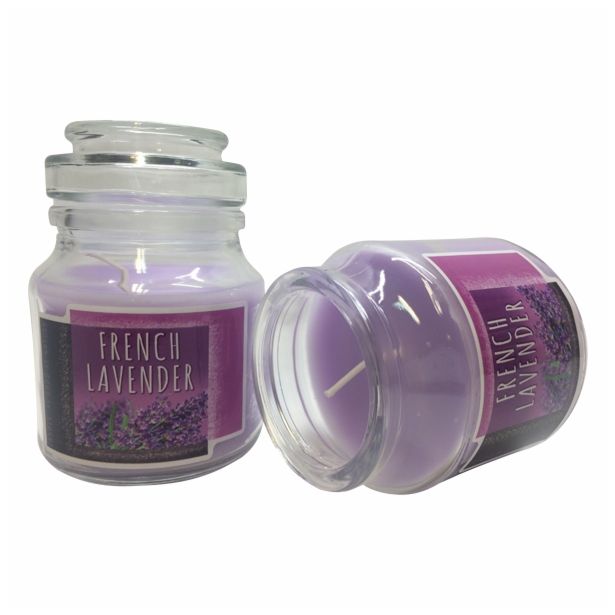 SVEČA MULLER DIŠEČA STEKLO S POKROVOM LAVANDA