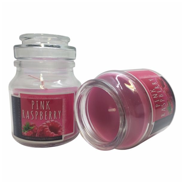 SVEČA MULLER DIŠEČA STEKLO S POKROVOM MALINA