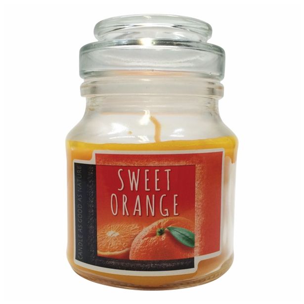 SVEČA MULLER DIŠEČA STEKLO Z POKROVOM POMARANČA