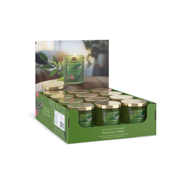 SVEČA V KOZARCU BARTEK DIŠEČA S POKROVOM POSITIVE VIBES, 220 G
