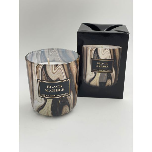SVEČA V KOZARCU MULLER DIŠEČA LUXURY, BLACK MARBLE, 150 G