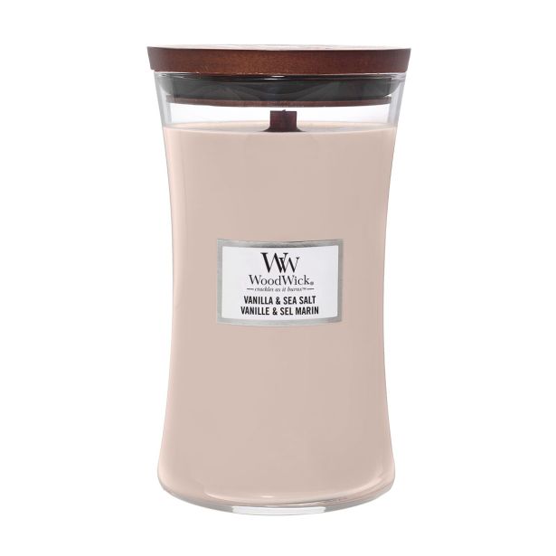 SVEČA V KOZARCU WOODWICK CLASSIC LARGE VANILA & SEA SALT