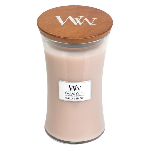 SVEČA V KOZARCU WOODWICK CLASSIC LARGE VANILA & SEA SALT