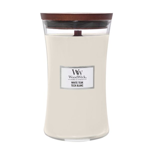 SVEČA V KOZARCU WOODWICK CLASSIC LARGE WHITE TEAK