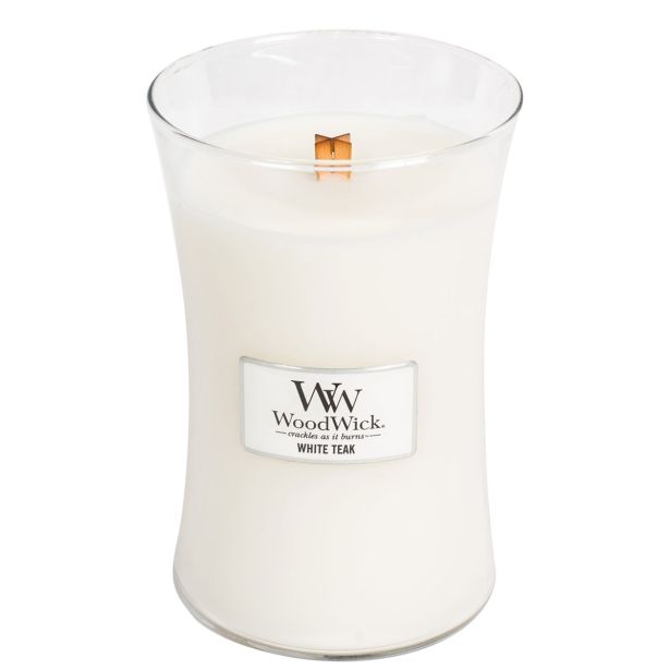 SVEČA V KOZARCU WOODWICK CLASSIC LARGE WHITE TEAK