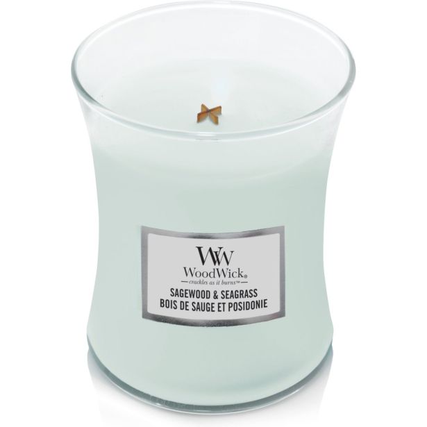 SVEČA V KOZARCU WOODWICK CLASSIC MEDIUM SAGEWOOD & SEAGRASS