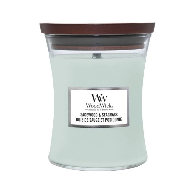 SVEČA V KOZARCU WOODWICK CLASSIC MEDIUM SAGEWOOD & SEAGRASS