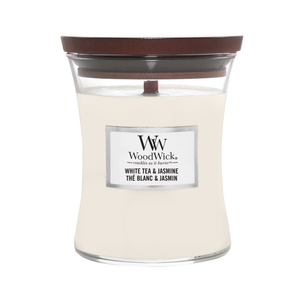SVEČA V KOZARCU WOODWICK CLASSIC MEDIUM WHITE TEA & JASMINE