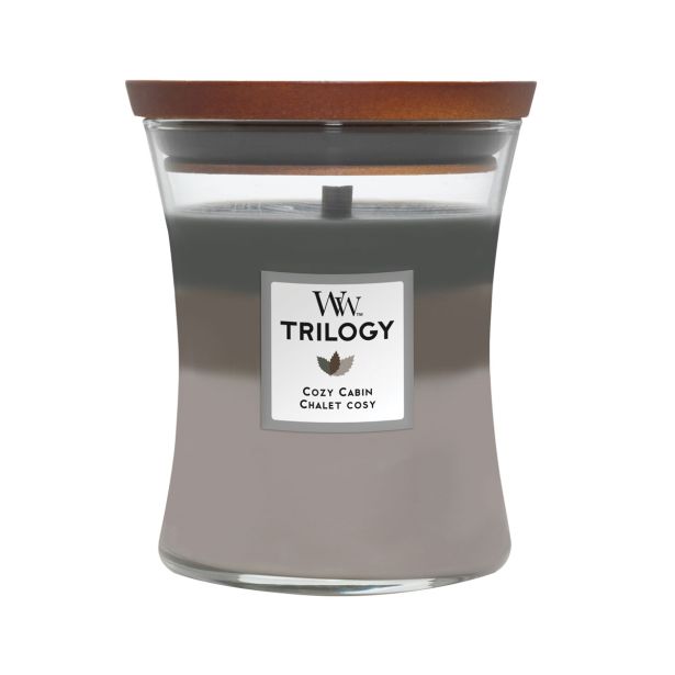 SVEČA V KOZARCU WOODWICK TRILOGY MEDIUM COZY CABIN