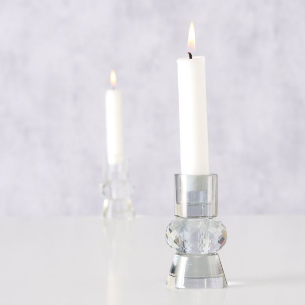 SVEČNIK BOLTZE PROZOREN/SIV, STEKLO, SORT