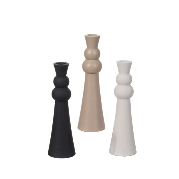 SVEČNIK DECORIS ALUMINIJ, 3 BARVE, H20 CM, SORT.