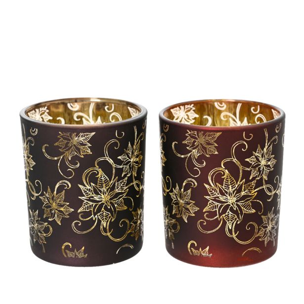 SVEČNIK DECORIS ZA ČAJNE SVEČKE GLAMOUR FI 7 CM. 8 CM. SORT