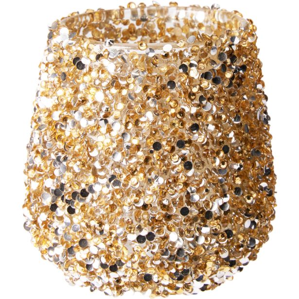 SVEČNIK EH ZA ČAJNO SVEČKO 8CM ZLATI POSIP