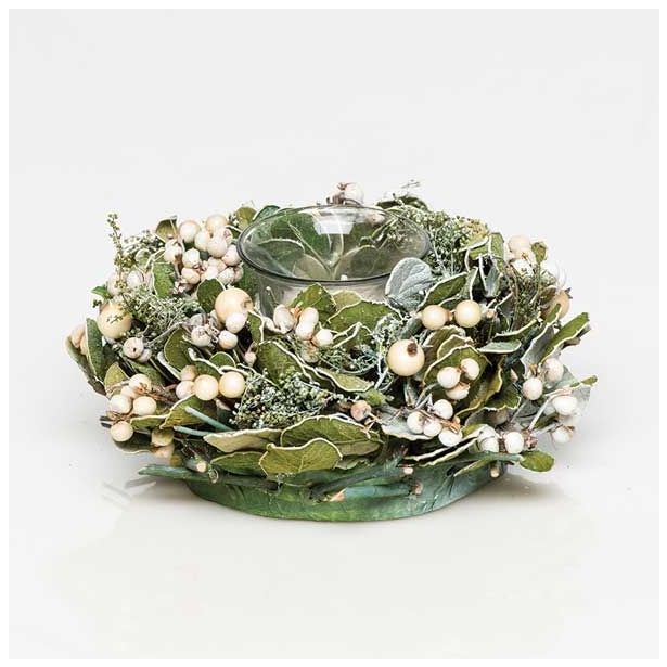 NAMIZNA DEKORACIJA GLOSSTYLE SVEČNIK FI 17 CM ZELENI S STEKLENIM KOZARČKOM