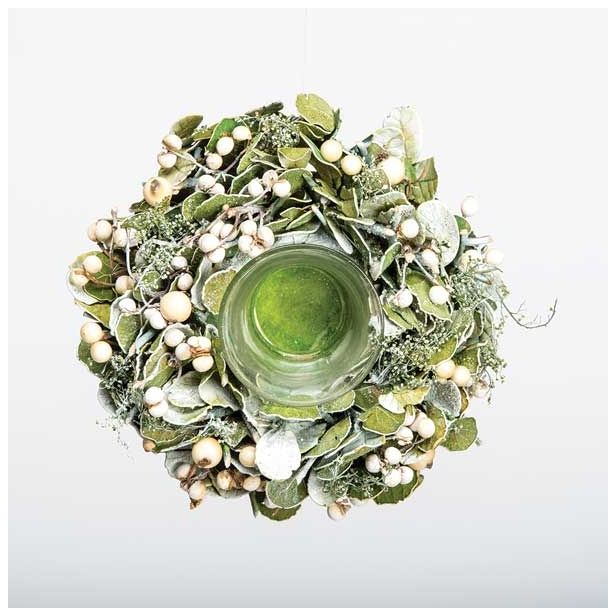 NAMIZNA DEKORACIJA GLOSSTYLE SVEČNIK FI 17 CM ZELENI S STEKLENIM KOZARČKOM