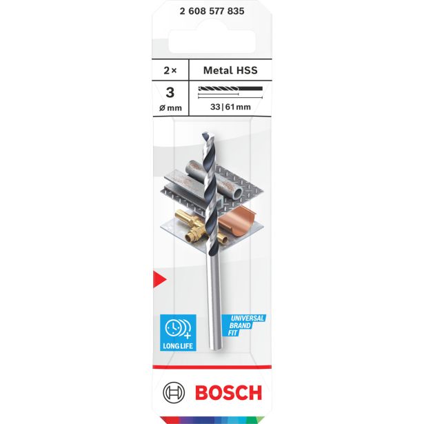 SVEDER HSS BRUŠEN DIN 338 BOSCH 3 X 33 X 61 MM. 2KOS