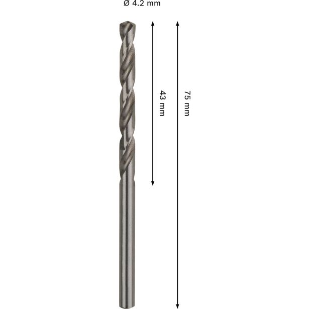 SVEDER HSS BRUŠEN DIN 338 BOSCH 4.2 X 43 X 75 MM