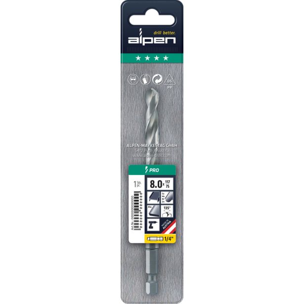 SVEDER HSS/E DIN 338 ALPEN 5.00X52X100 MM 6-ROBNO