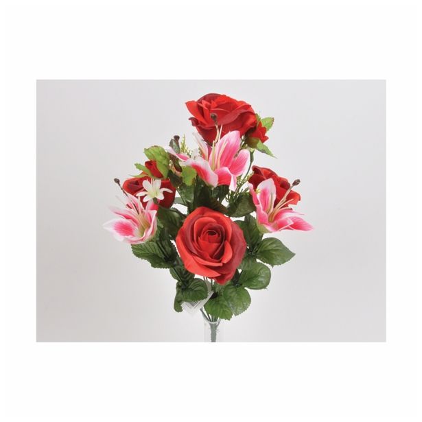 SVILENO CVETJE DAR VRTNICA IN LILIJA ŠOPEK X 10 RDEČ Z MAJHNIMI CVETKI