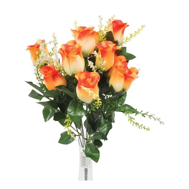 SVILENO CVETJE DAR VRTNICA ŠOPEK X 12 ORANŽEN Z ZELENJEM