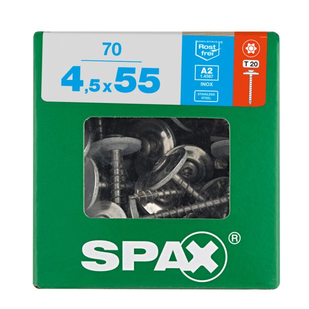 RF UNIVERZALNI VIJAK SPAX T-STAR A2 4.5X55 ZAV=70KOS S PODLOŽKO