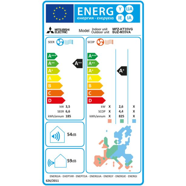 TALNA KLIMATSKA NAPRAVA MITSUBISHI MFZ-KT, 3,5 KW, NOTRANJA IN ZUNANJA ENOTA