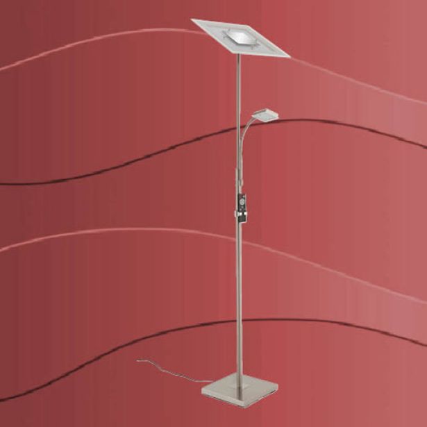 TALNA SVETILKA PRISMA FLOOR 28W+3.5W LED MAT NIKELJ, KVADRATNA