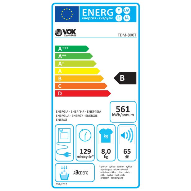 SUŠILNI STROJ VOX TDM800T