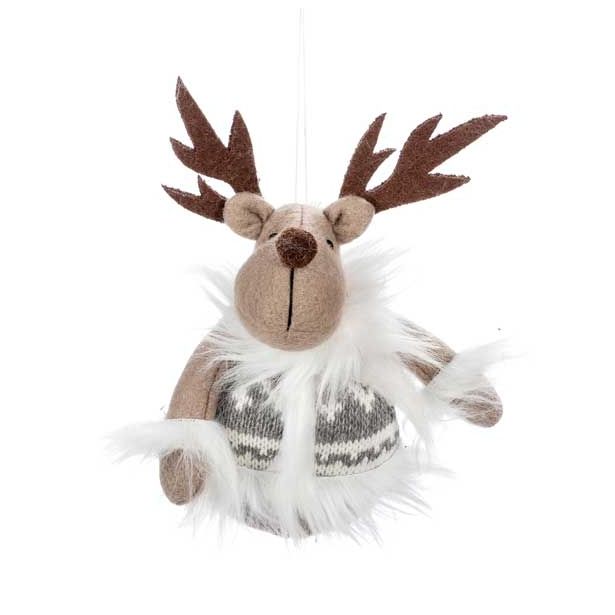 OKRASEK ZA JELKO GLOSSTYLE TEKSTILNA FIGURA 14 CM JELEN/ANGEL SIVE BARVE