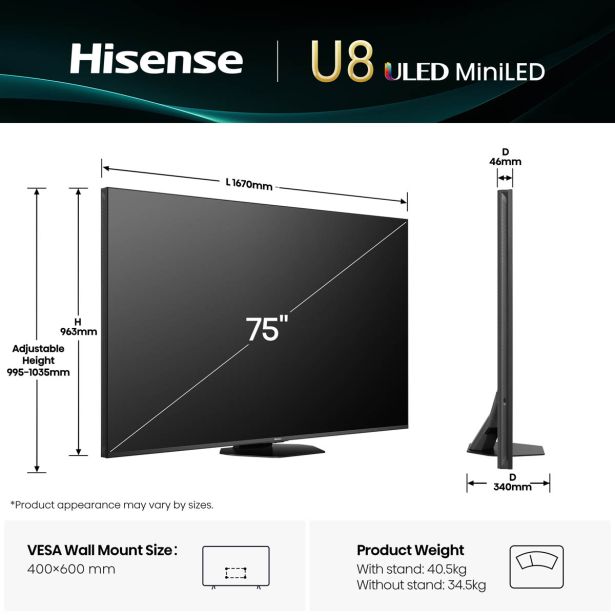 TELEVIZOR HISENSE 75U8Q