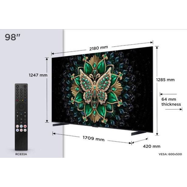 TELEVIZOR TCL 4K QD-MINI LED TV 98C61K ONKYO ZVOK Z DOLBY ATMOS
