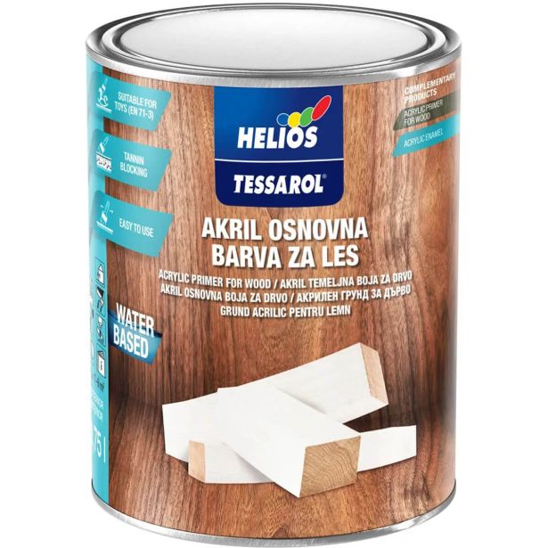 TEMELJNI PREMAZ HELIOS TESSAROL AKRIL OSNOVNA ZA LES BELA 0.75 L