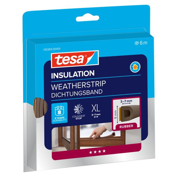 TESNILNI LEPILNI TRAK TESA TESNILO GUMA, D-PROFIL 7MM, RJAVO 6 M X 9 MM
