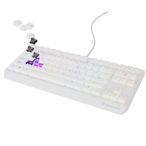 TIPKOVNICA GENESIS THOR 230 TKL GAMING ŽIČNA BELA