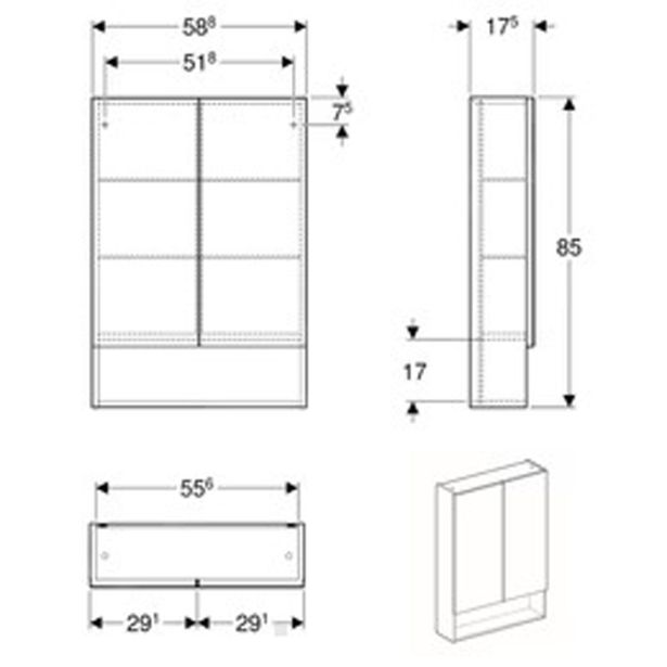 TOALETNA OMARICA GEBERIT SELNOVA SQUARE Z OGLED. OREH - HICKORY 59X85