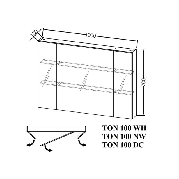 KOPANIŠKA OMARICA Z OGLEDALOM SAN TON 100 NW NAOMI