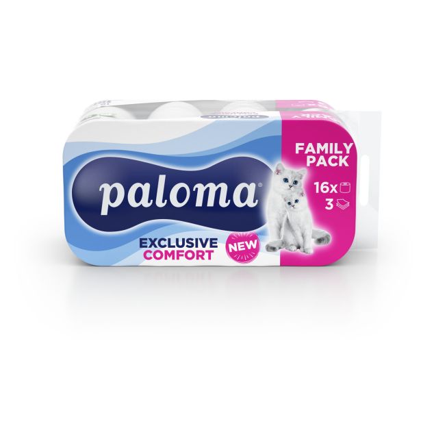TOALETNI PAPIR PALOMA EXCLUSIVE COMFORT 3-SLOJ. 16/1