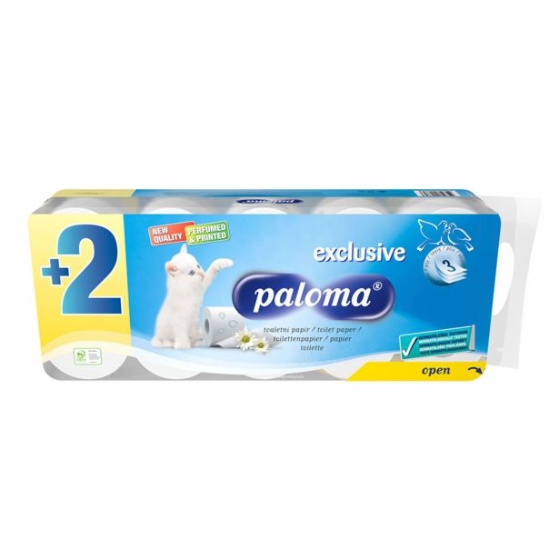 TOALETNI PAPIR PALOMA ROLICE EXCLUSIVE BELE 3PL TISK+PARFUM.8+2 150LIST.