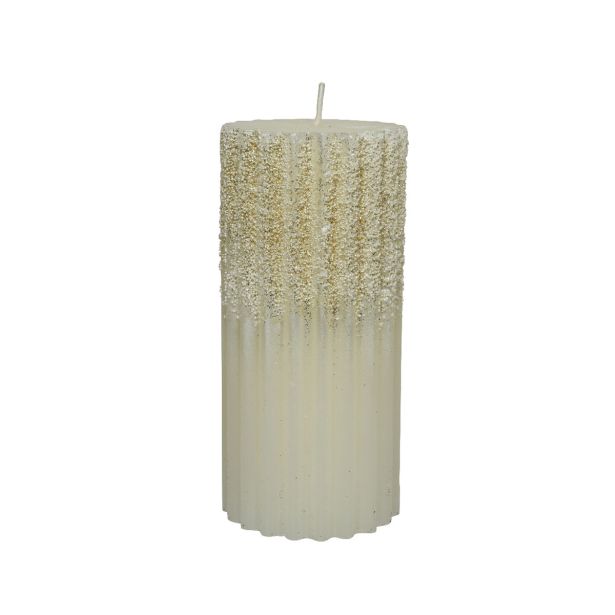 TOP SVEČA DECORIS BELA, RELIEFNA, FI 7 CM VIŠINA 15 CM