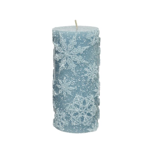 TOP SVEČA DECORIS S SNEŽINKAMI, FI 7 CM VIŠINA 15 CM, SORT
