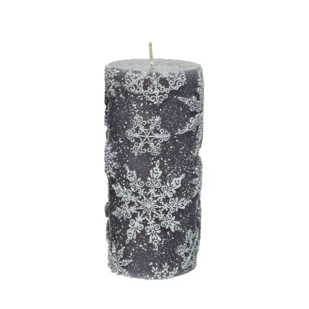 TOP SVEČA DECORIS S SNEŽINKAMI, FI 7 CM VIŠINA 15 CM, SORT