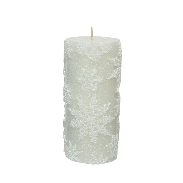 TOP SVEČA DECORIS S SNEŽINKAMI, FI 7 CM VIŠINA 15 CM, SORT