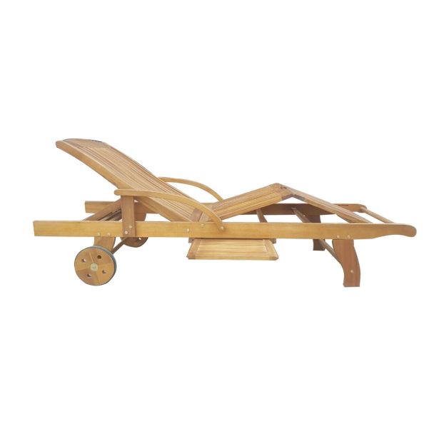 LESENI LEŽALNIK MQ TOSCANA Z IZVLEČNO MIZO 195X73X82 AKACIJA+BLAZINA