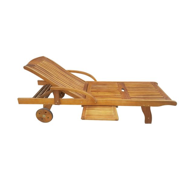 LESENI LEŽALNIK MQ TOSCANA Z IZVLEČNO MIZO 195X73X82 AKACIJA+BLAZINA