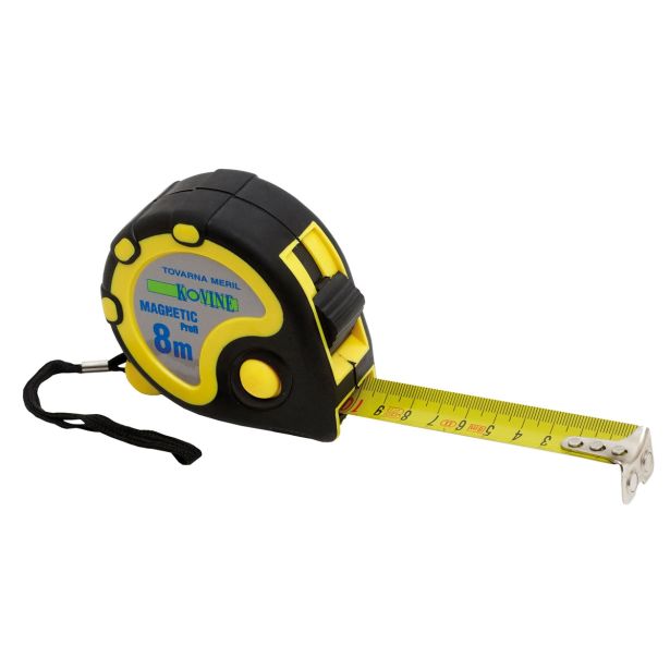 TRAČNI METER Z ZAPONKO TOVARNA MERIL KOVINE 8M X 25MM Z MAGNETOM