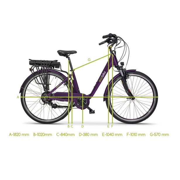 ELEKTRIČNO KOLO ECOBIKE TRAFIK VIOLET PRO MESTNO 71.12 CM (28")