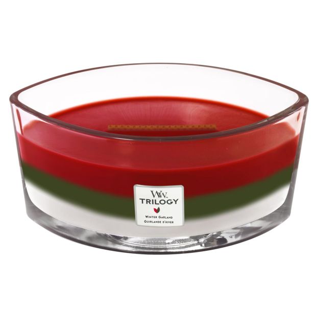 SVEČA V KOZARCU WOODWICK TRILOGY ELIPSE WINTER GARLAND