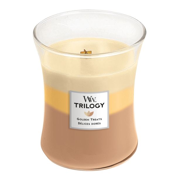 SVEČA V KOZARCU WOODWICK TRILOGY MEDIUM GOLDEN TREATS