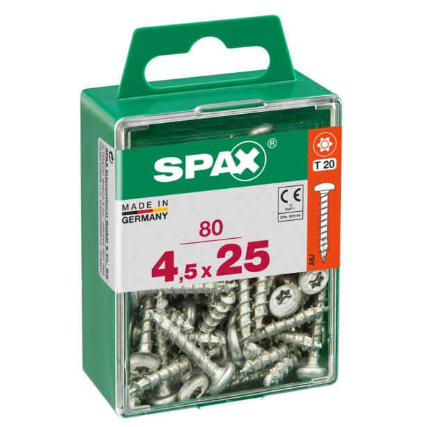 VIJAK CILINDRIČNA GLAVA SPAX TRX 4.5X25 V ZAVITKU 80 KOS